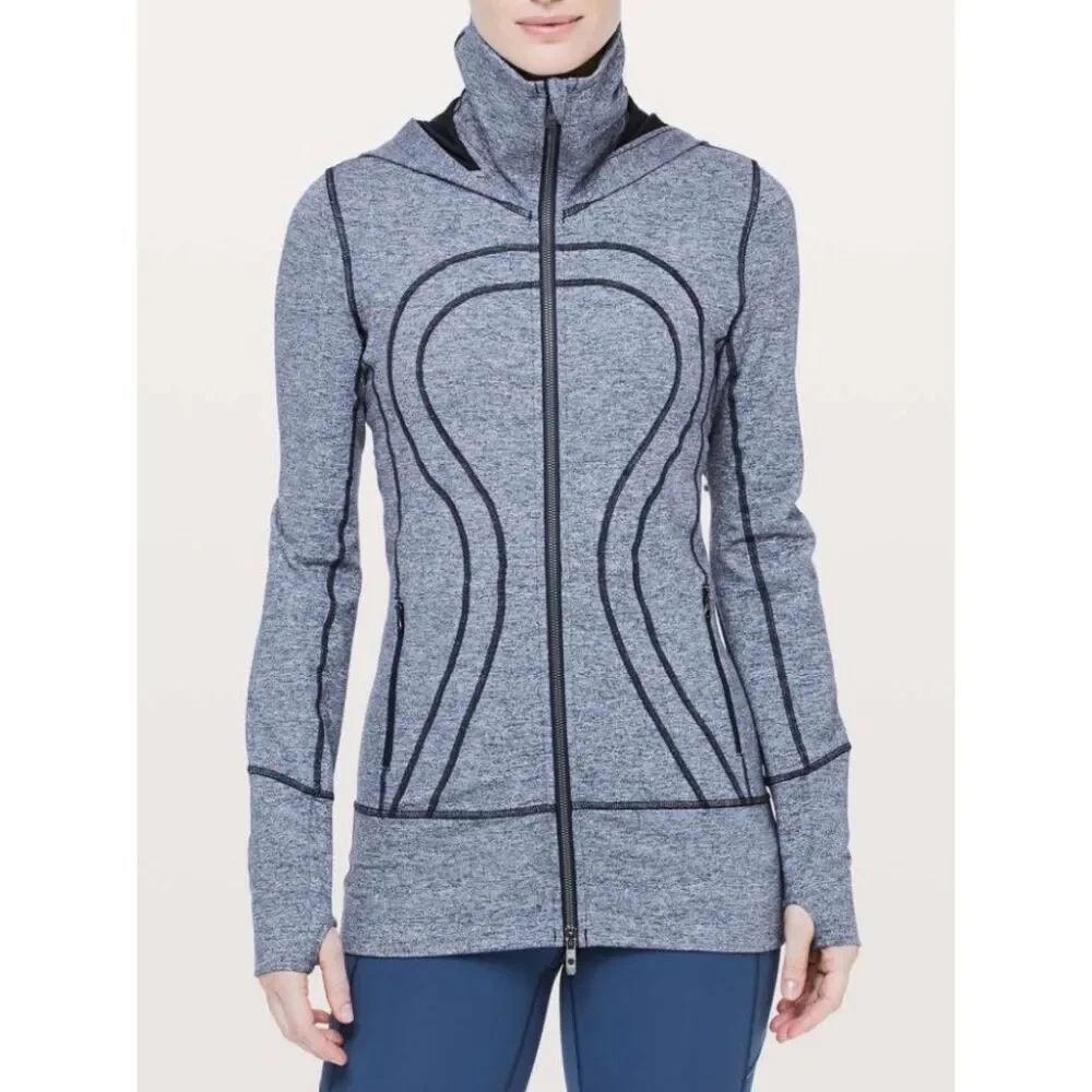 Lululemon Stride Heathered Charcoal Lightweight Yoga Zip Up Jacket Women's 4US